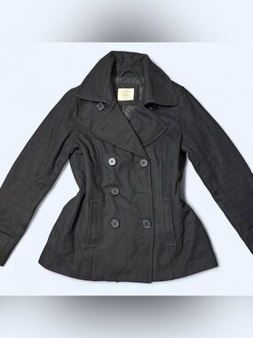 Y2K Grunge Black Peacoat Jacket by L.O.G.G!